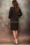 Rochie de zi Kim din tricot negru pepit cu croiala larga si buzunare