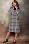 Rochie Melania din tricot in carouri, cu croiala larga si buzunare