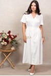 Rochie Amyra ivoire cu maneca scurta si inchidere in nasturi