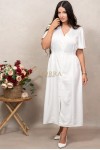 Rochie Amyra ivoire cu maneca scurta si inchidere in nasturi