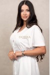 Rochie Amyra ivoire cu maneca scurta si inchidere in nasturi