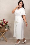Rochie Amyra ivoire cu maneca scurta si inchidere in nasturi