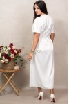 Rochie Amyra ivoire cu maneca scurta si inchidere in nasturi