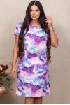 Rochie Carisa mov cu croiala usor cambrata, maneca scurta si buzunare
