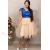 Rochie de ocazie Mariah din tull brodat albastru si tull crem