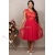 Rochie de ocazie Mariah din tull rosu, cu broderie