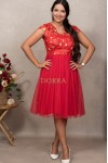 Rochie de ocazie Mariah din tull rosu, cu broderie