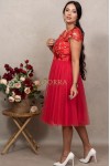 Rochie de ocazie Mariah din tull rosu, cu broderie