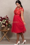 Rochie de ocazie Mariah din tull rosu, cu broderie