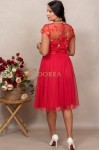 Rochie de ocazie Mariah din tull rosu, cu broderie