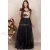 Rochie de seara Lorina din tull negru cu dublura nude