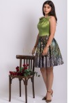 Rochie Baccara din satin vernil si tafta multicolora