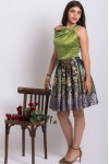 Rochie Baccara din satin vernil si tafta multicolora