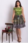 Rochie Baccara din satin vernil si tafta multicolora