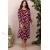 Rochie midi Universe din jerse de bumbac multicolor, cu croiala clos si maneca 3/4
