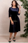 Rochie Daniela din catifea bleumarin, cu croiala in clini
