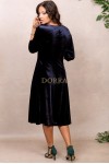 Rochie Daniela din catifea bleumarin, cu croiala in clini
