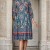 Rochie Amelia din vascoza turquoise, cu maneca 3/4 si pense in talie