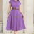 Rochie midi Kaylee din stofa lila, cu nasturi si buzunare