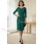 Rochie Abril cu croiala usor cambrata, din jerse verde cu buline