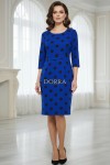 Rochie Abril cu croiala usor cambrata, din jerse albastru cu buline