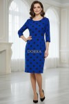 Rochie Abril cu croiala usor cambrata, din jerse albastru cu buline