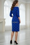 Rochie Abril cu croiala usor cambrata, din jerse albastru cu buline