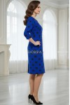 Rochie Abril cu croiala usor cambrata, din jerse albastru cu buline