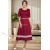 Rochie Amalya din jerse de bumbac grena, cu dantela si curea