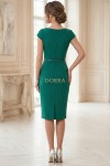 Rochie Anatolia din stofă verde, cu bust întărit și curea