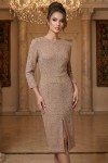 Rochie de ocazie Aroma din lurex auriu, cu crapatura