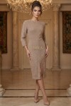 Rochie de ocazie Aroma din lurex auriu, cu crapatura