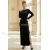 Rochie de seara Aurora din catifea neagra cu sclipici, maneca lunga si spate gol