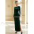 Rochie de seara Aurora din catifea verde cu sclipici, maneca lunga si spate gol