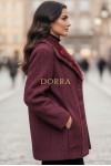 Jacheta masuri mari Agota din stofa bucle grena, cu captuseala si buzunare