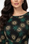 Rochie midi Bonnie din jerse imprimat, cu maneca 3/4 si pense in talie