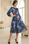 Rochie cocktail Catalina din tafta imprimata abstract, cu captuseala si buzunare