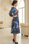 Rochie cocktail Catalina din tafta imprimata abstract, cu captuseala si buzunare