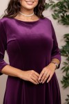Rochie Daniela din catifea visinie, cu croiala in clini