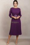 Rochie de ocazie Edith mov cu maneci din tull si fusta plisata
