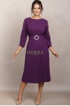 Rochie de ocazie Edith mov cu maneci din tull si fusta plisata
