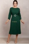 Rochie de ocazie Edith verde cu maneci din tull si fusta plisata