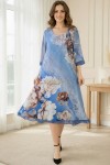 Rochie de ocazie masuri mari Emilia din voal imprimat, cu croiala larga