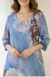 Rochie de ocazie masuri mari Emilia din voal imprimat, cu croiala larga