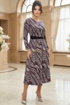 Rochie Emina din jerse de bumbac cu maneca lunga si accesoriu in talie
