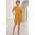 Rochie de zi Enigma din stofă galben muștar, cu croială largă și mânecă 1/2