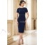 Rochie office Figaro bleumarin cu maneca scurta si inele in talie