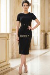 Rochie office Figaro neagra cu maneca scurta si inele in talie