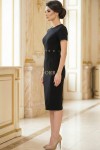 Rochie office Figaro neagra cu maneca scurta si inele in talie