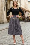 Rochie Gabrielle din jerse de bumbac cu imprimeu cercuri pe fusta si cordon